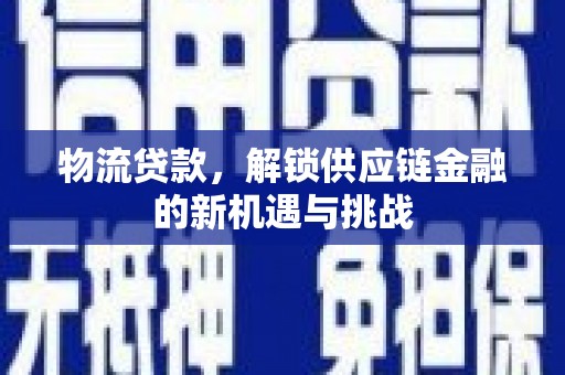 东丽物流贷款，解锁供应链金融的新机遇与挑战